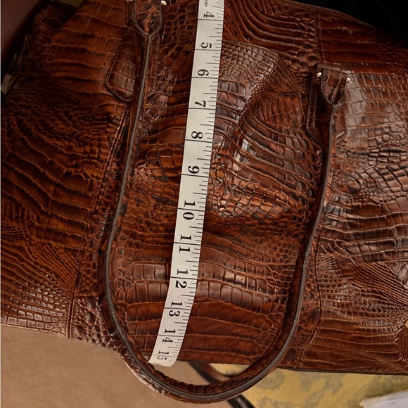 Brahmin Rich Brown Crocodile-Embossed Weekender Bag - Picture 9 of 14